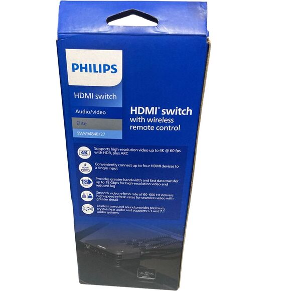 Philips 4‑Port HDMI Switch 4K Ultra HD HDR with Wireless IR Remote Elite - Picture 2 of 7